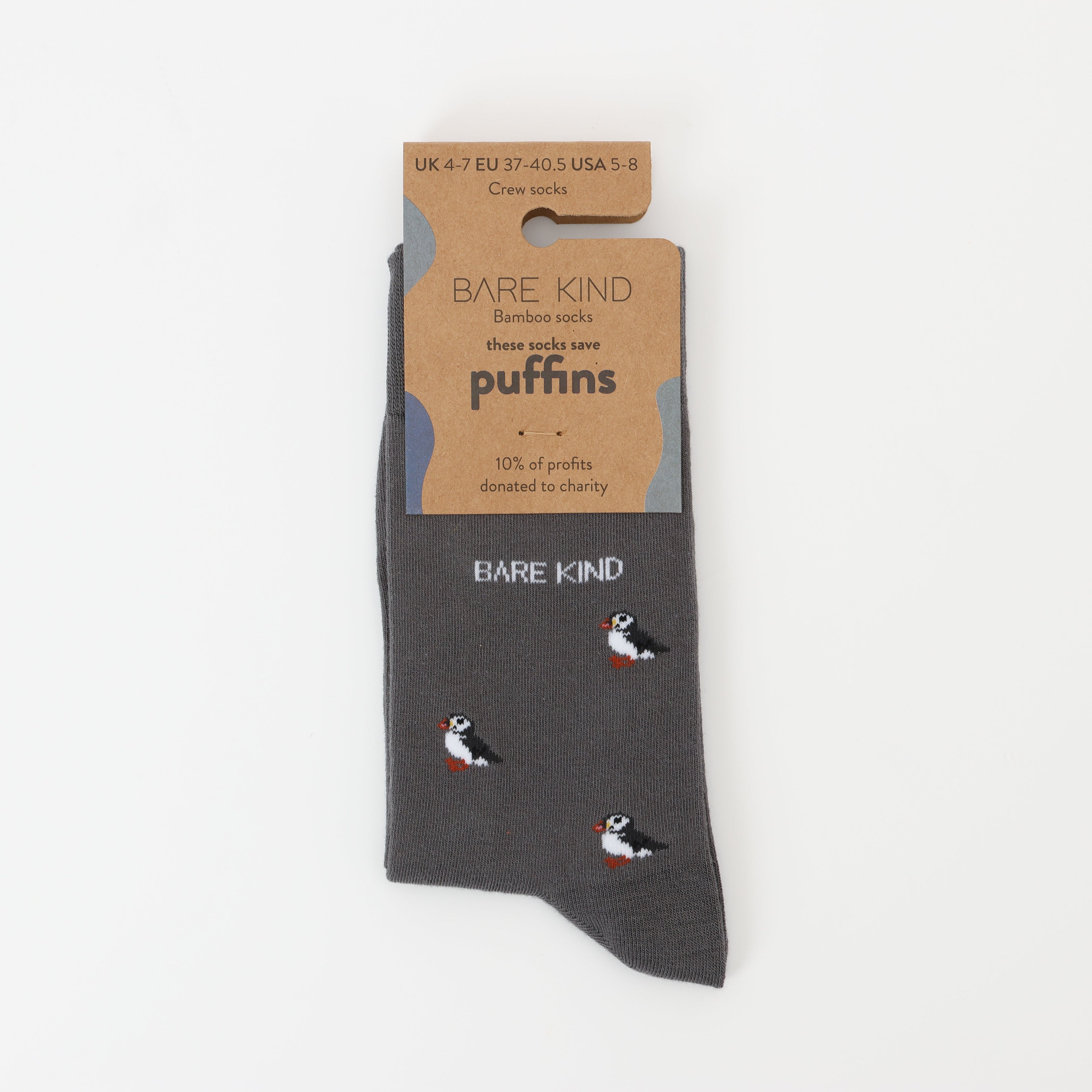 Save the Puffin Small Motif Bamboo Socks