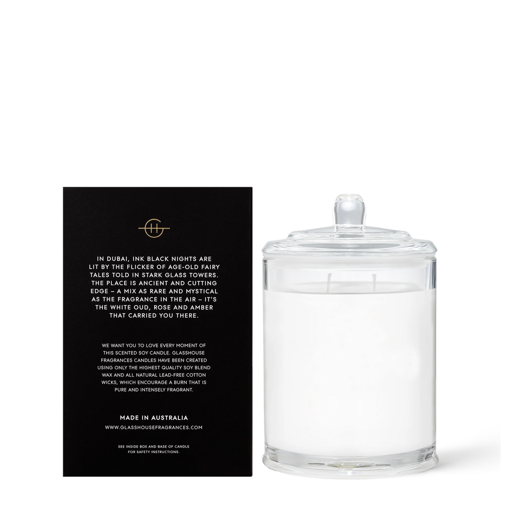 Glasshouse Arabian Nights Soy Candle (Withe Oud) 380g