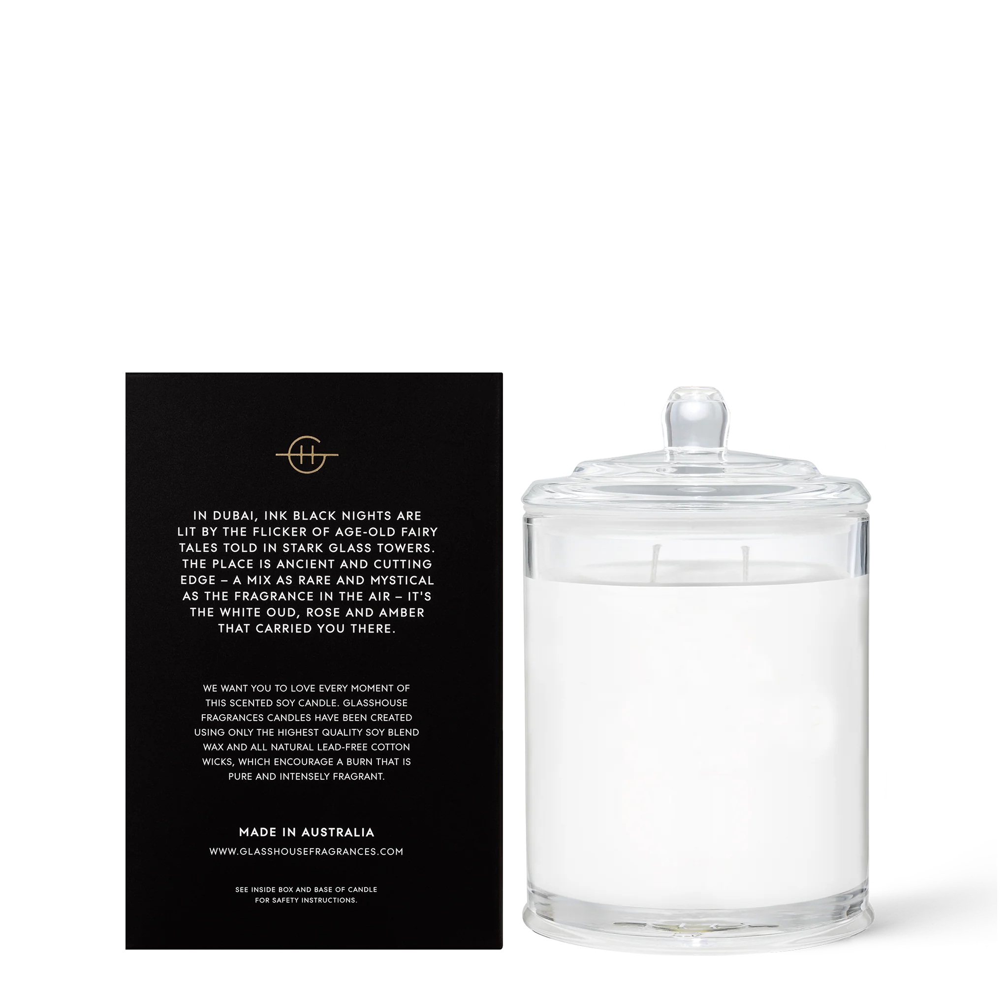Glasshouse Arabian Nights Soy Candle (Withe Oud) 380g