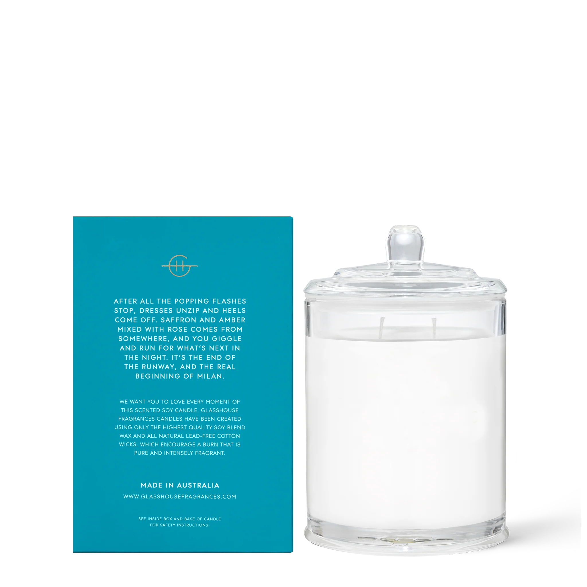 Glasshouse Midnight In Milan Soy Candle (Saffron & Rose) 380g