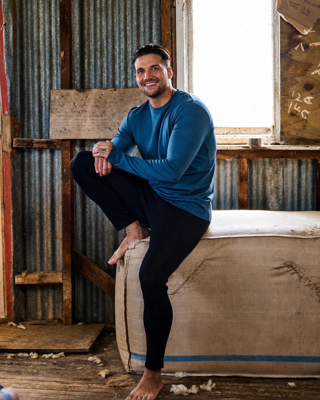 Men's Base Pant - 100% Merino Wool, Black - BraveBearFit