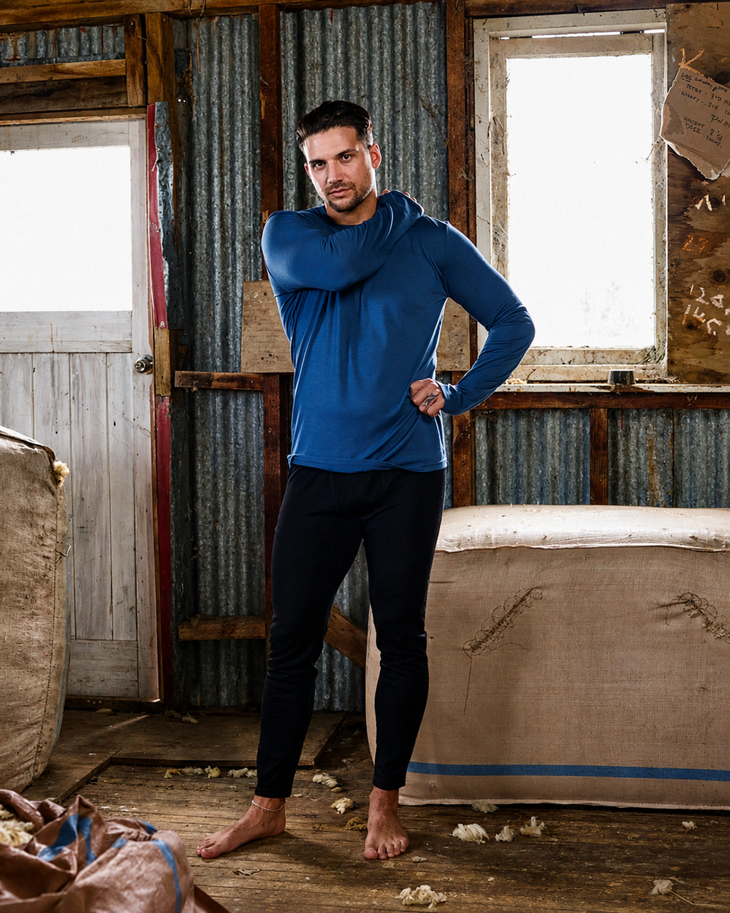 Men's Base Pant - 100% Merino Wool, Black - BraveBearFit