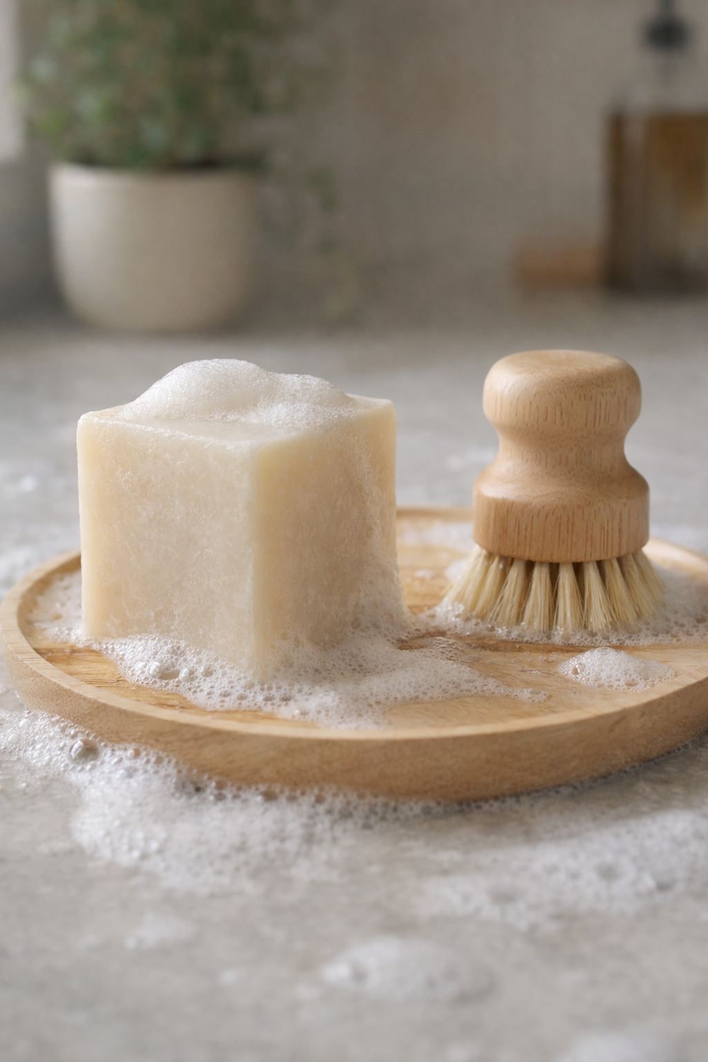 Eco Dishwashing Starter Set | Solid Dish Soap + Wooden Dish Brush - BraveBearFit