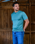Men's Crew Short Sleeve T-shirt - 100% Merino Wool, Fern Green - BraveBearFit
