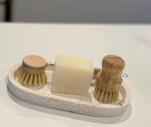 Eco Dishwashing Starter Set | Solid Dish Soap + Wooden Dish Brush