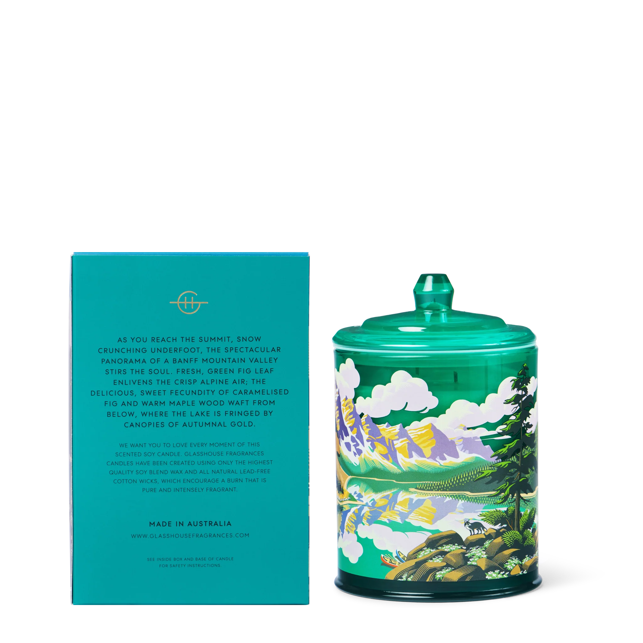 Glasshouse Breathtaking Banff Soy Candle Fig Leaf & Maple Wood 380g