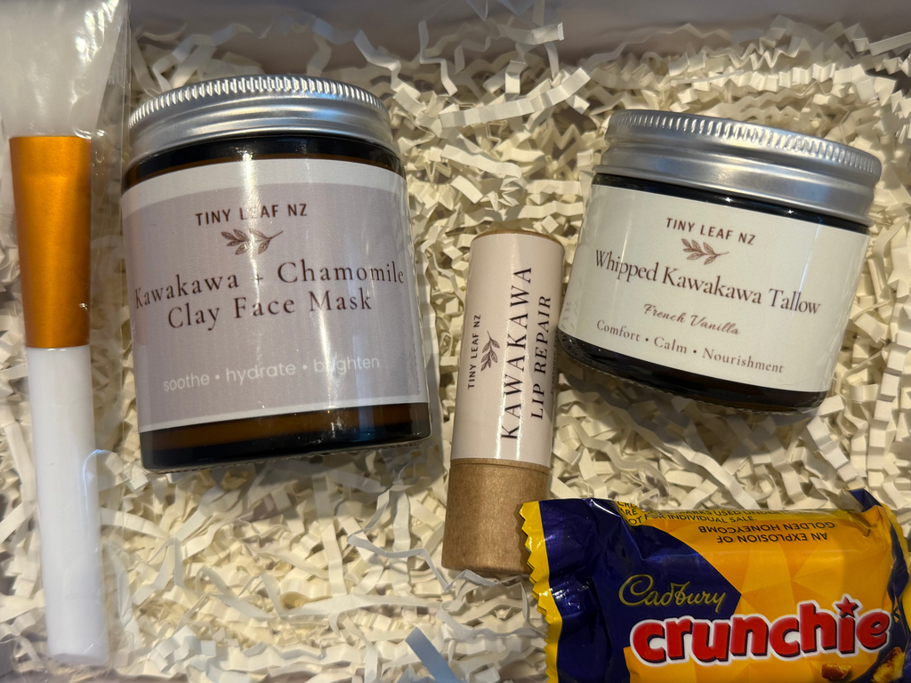 Tiny Leaf NZ Kawakawa Self-Care Gift Box | Face Mask, Tallow Balm & Lip Repair