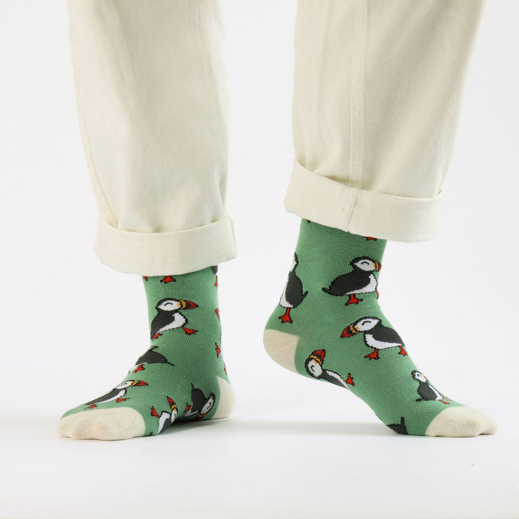 Save the Green Puffin Bamboo Socks