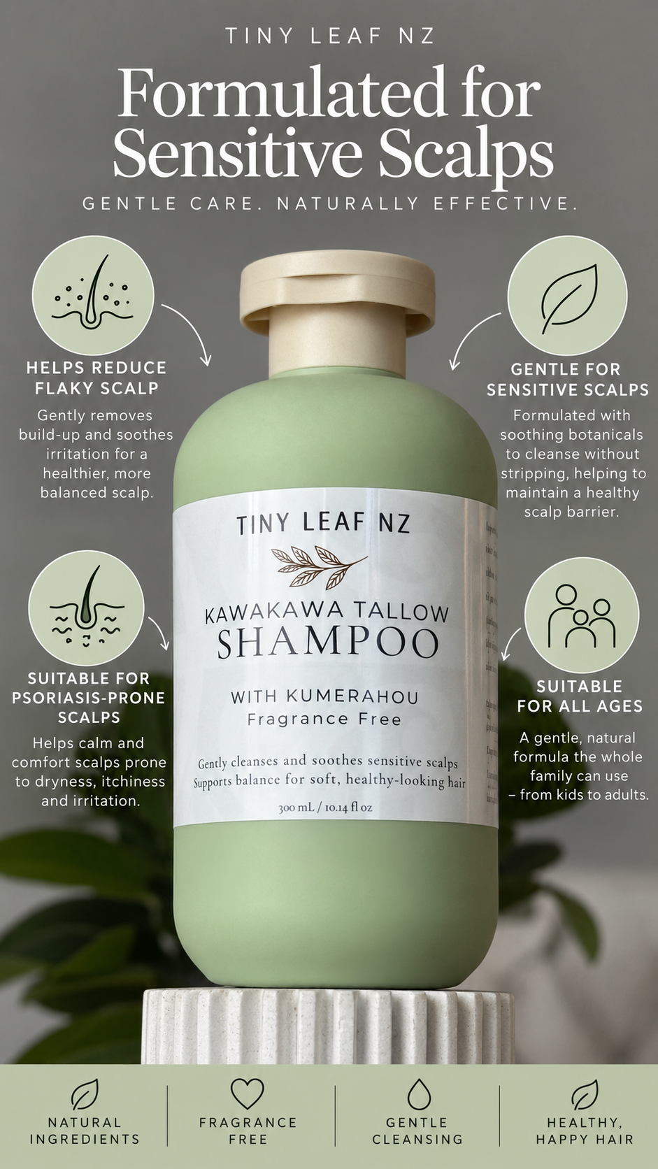 Kawakawa & Tallow Shampoo | Gentle Scalp & Hair Cleanser - BraveBearFit