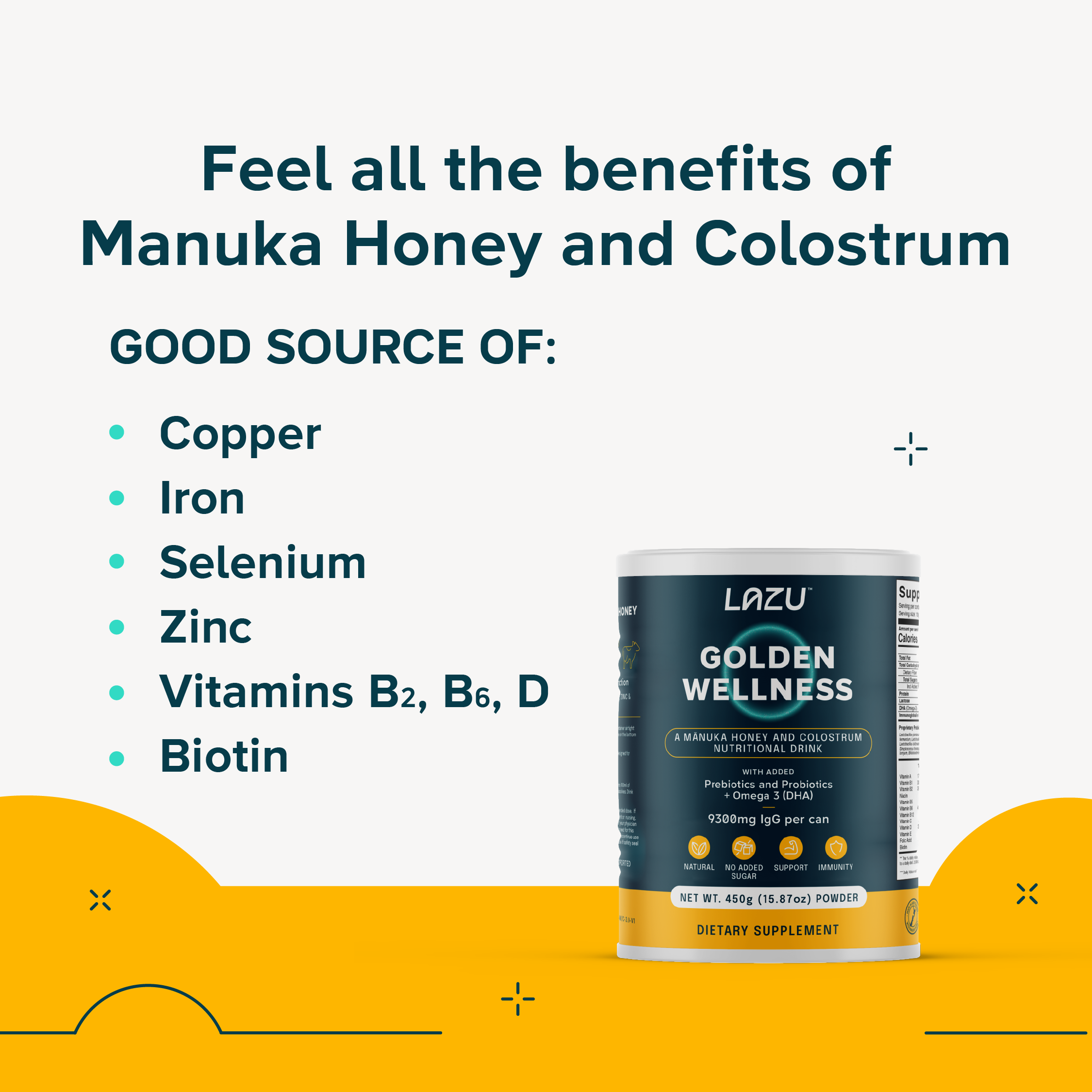 GOLDEN WELLNESS - Manuka Honey & Colostrum Nutritional Drink | NZ-Made