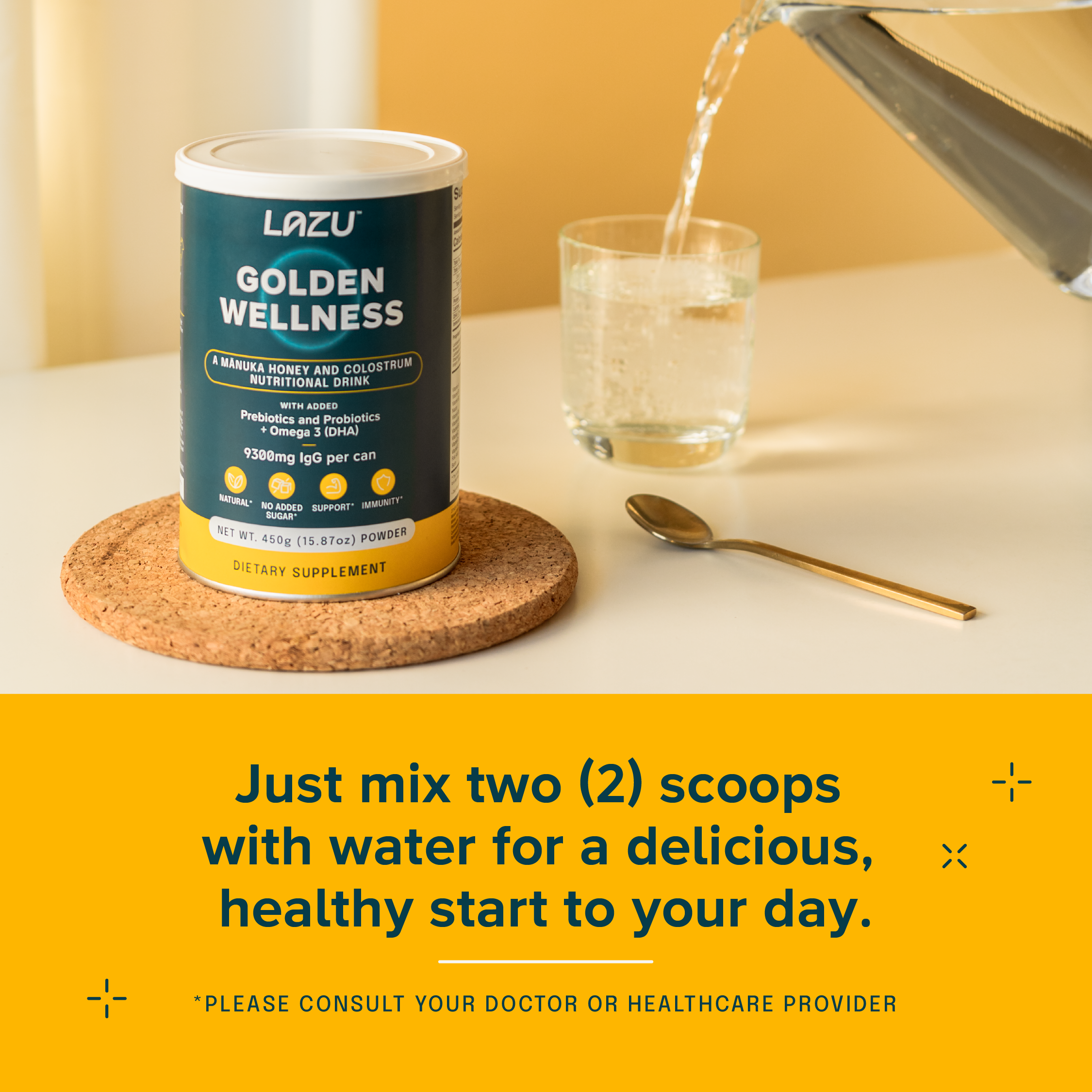 GOLDEN WELLNESS - Manuka Honey & Colostrum Nutritional Drink | NZ-Made