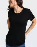 Women's Crew T-Shirt - 100% Merino Wool, Black - BraveBearFit