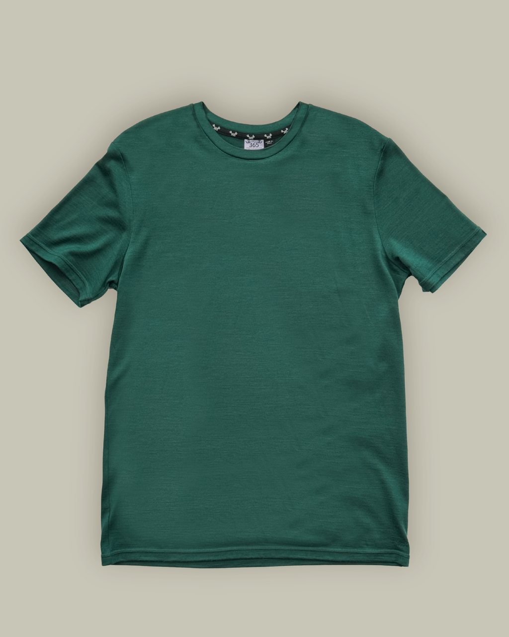 Men's Crew Short Sleeve T-shirt - 100% Merino Wool, Pine Green