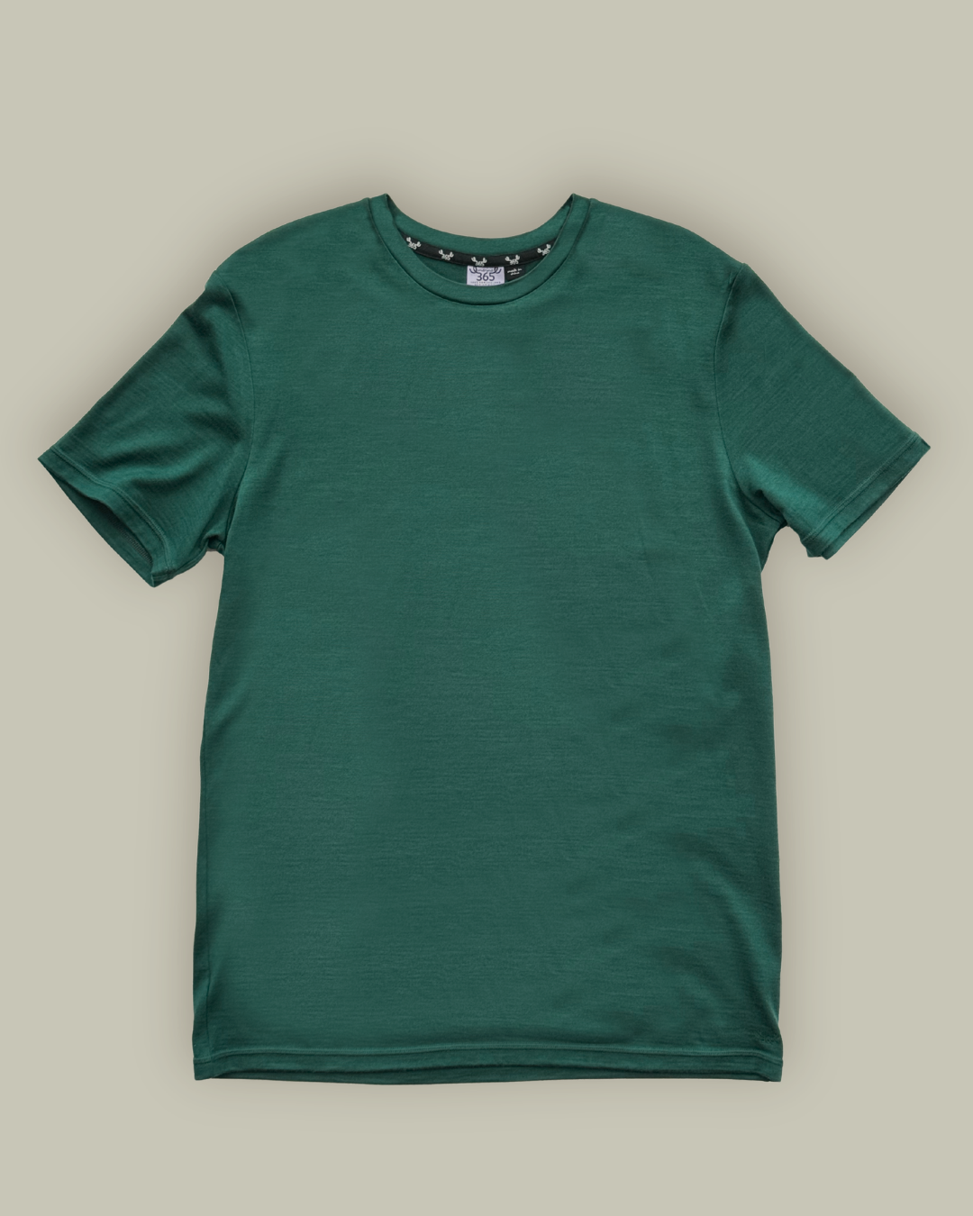 Men's Crew Short Sleeve T-shirt - 100% Merino Wool, Pine Green