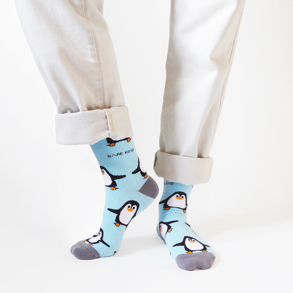 Penguins | Sky Blue | Bamboo Socks
