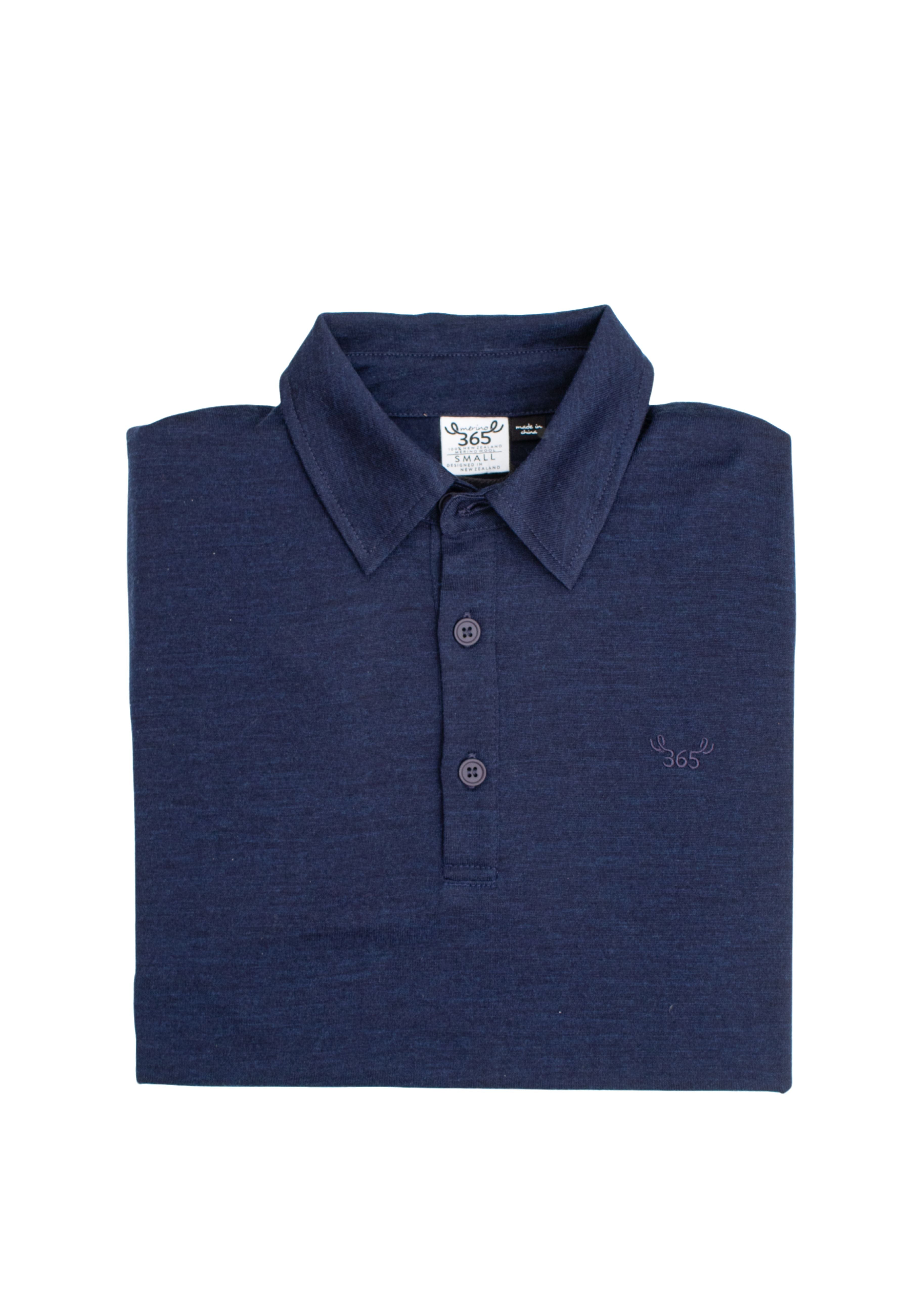 Men's Polo - 100% Merino Wool, Midnight Marle