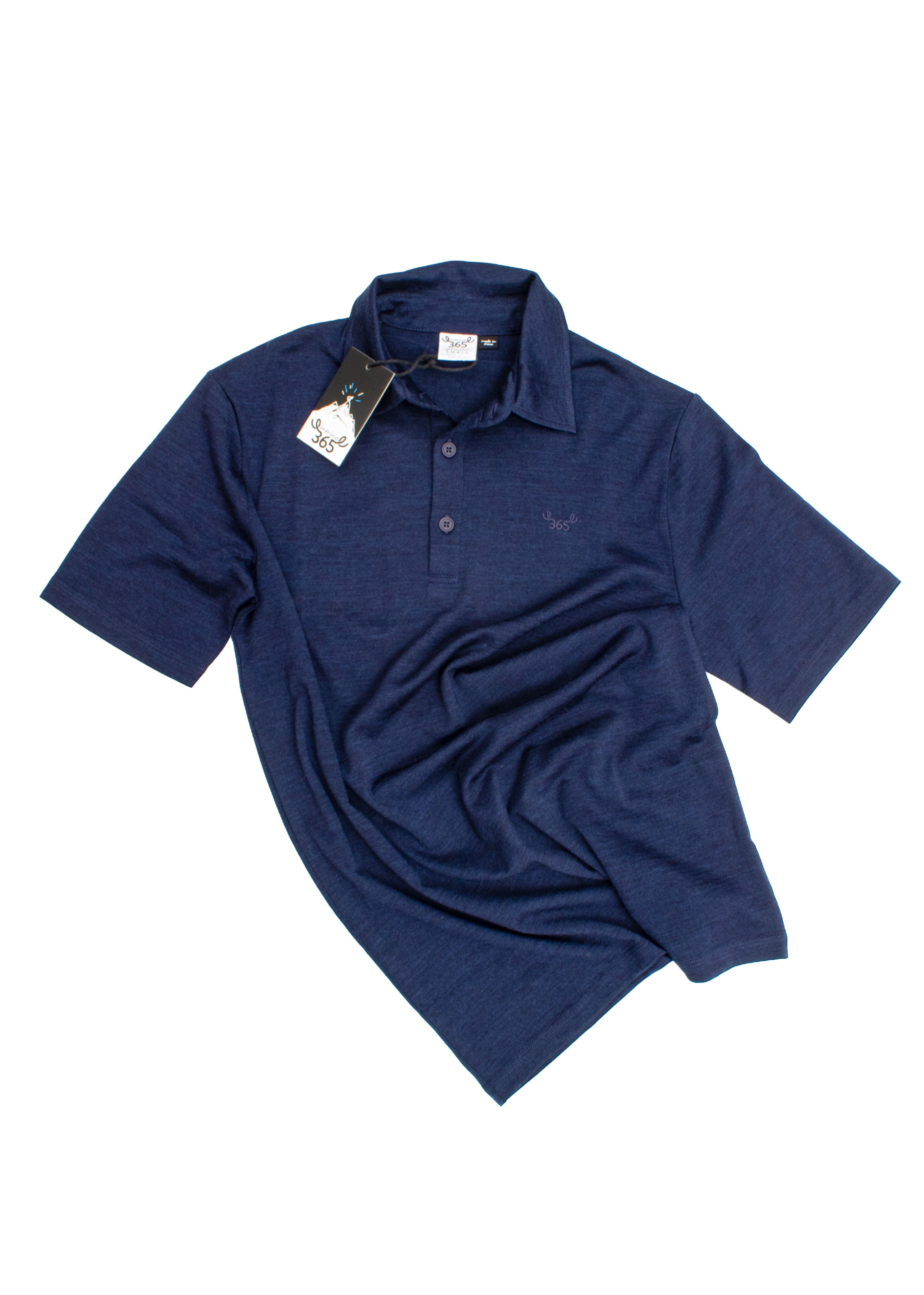 Men's Polo - 100% Merino Wool, Midnight Marle