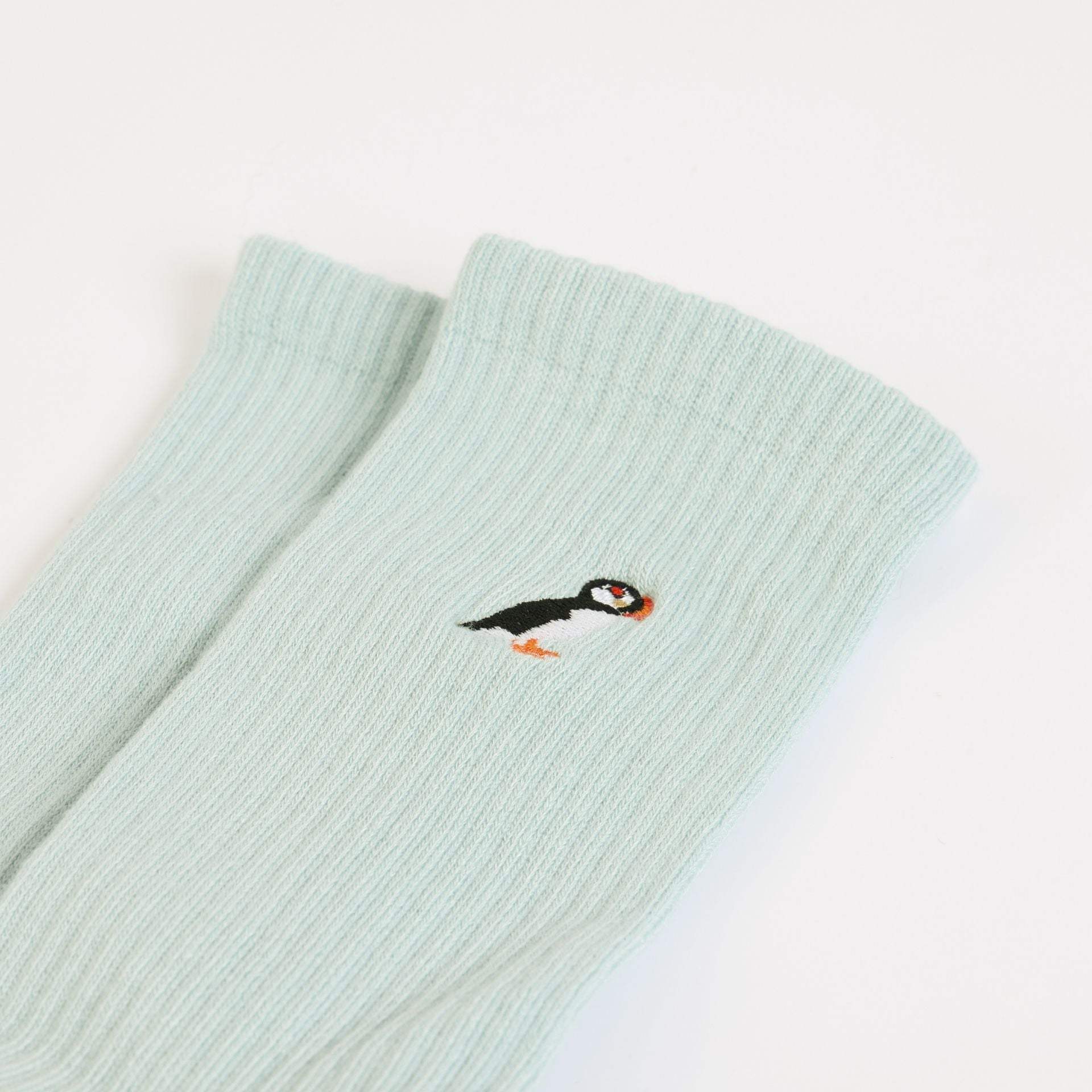 Save the Puffin Ribbed Bamboo Socks