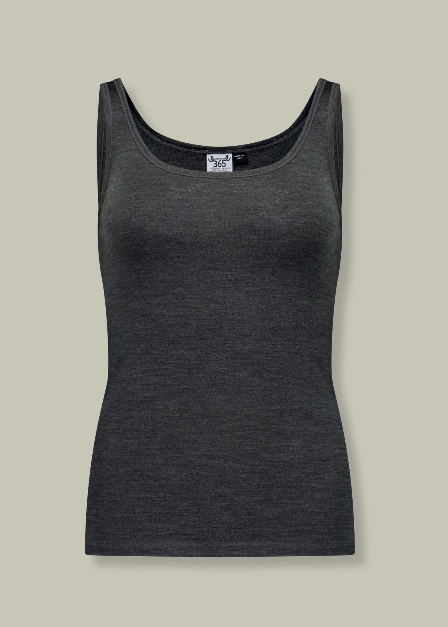 Women's Scoop Neck Tank Top - 100% Merino Wool, Slate Grey