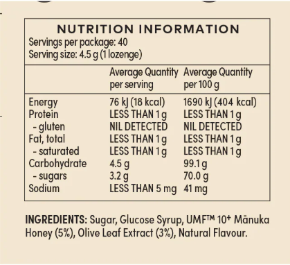 Comvita Lozenges Olive Leaf 40s Medium Bag