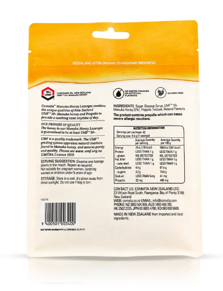 Comvita Manuka Honey Lozenges Lemon 40s Medium Bag