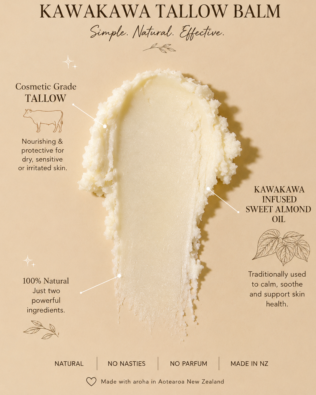 Whipped Tallow Kawakawa Face & Body Balm