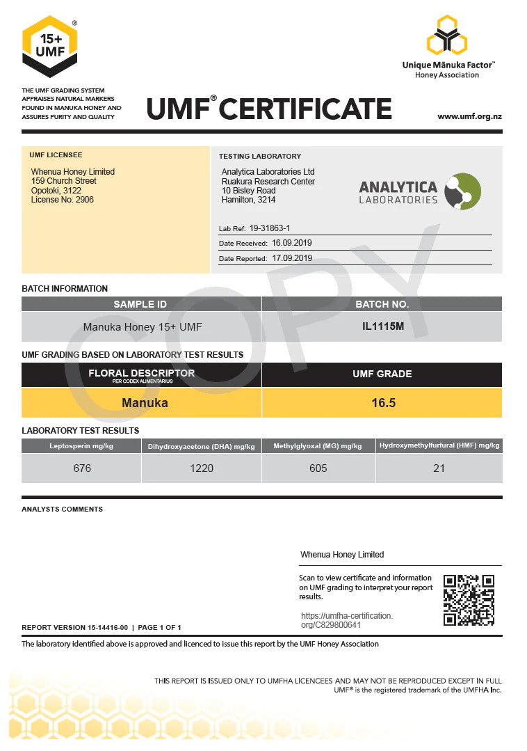 Whenua Manuka UMF 15+ 500g (2030.04)