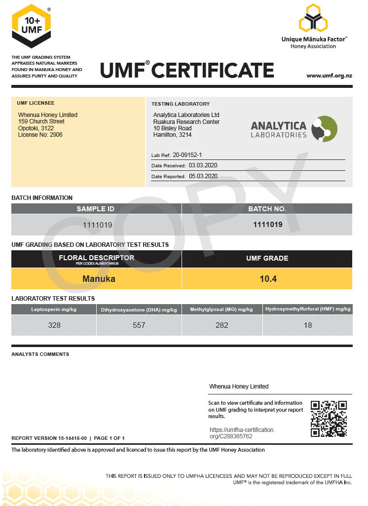 Whenua Manuka UMF 10+ 500g (2030.04)