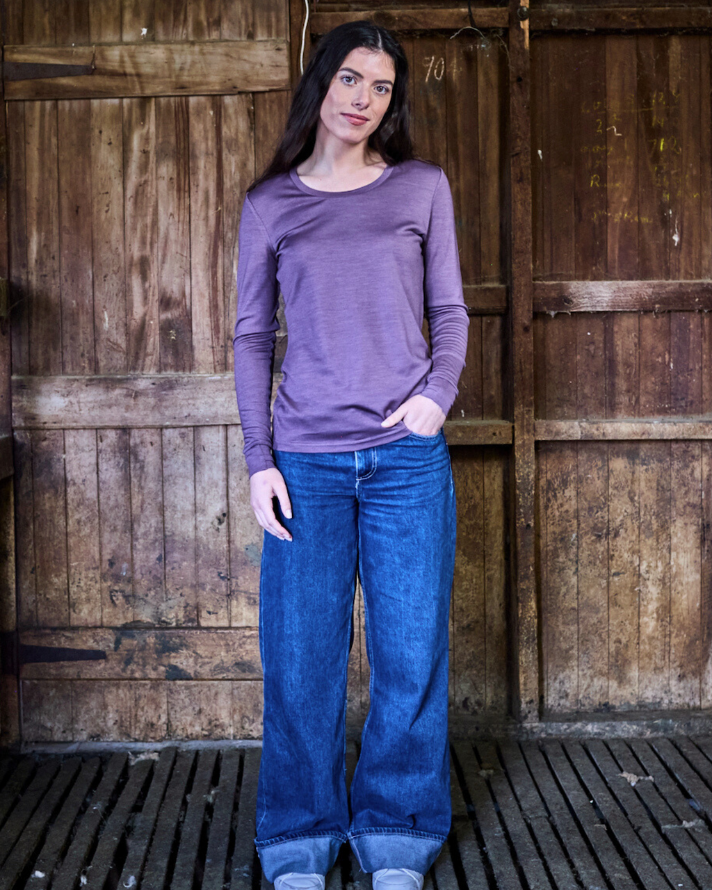 Women's Standard Long Sleeve - 100% Merino Wool, Plum