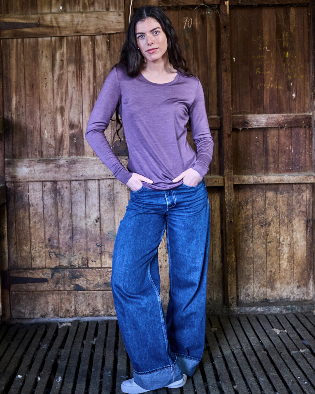 Women's Standard Long Sleeve - 100% Merino Wool, Plum