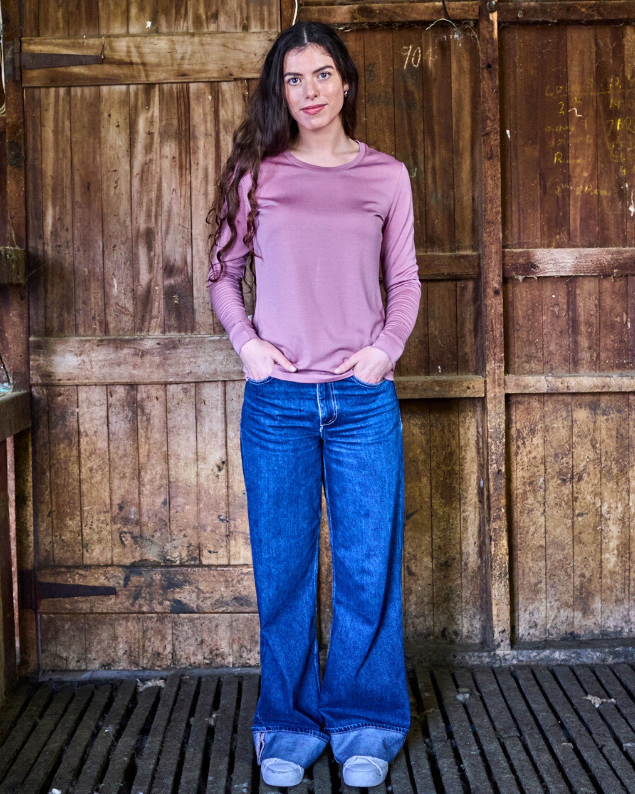 Women's Standard Long Sleeve - 100% Merino Wool, Rose