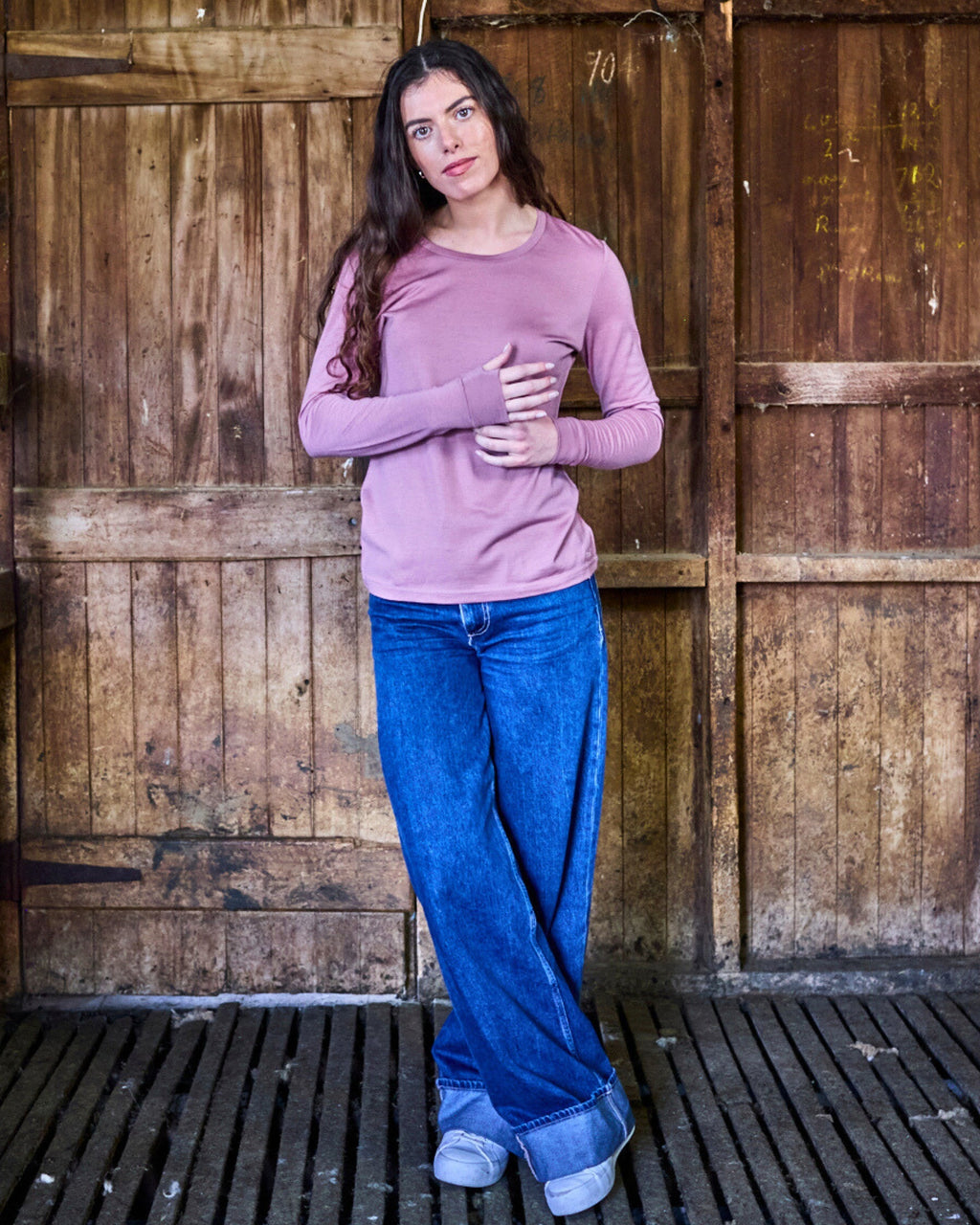 Women's Standard Long Sleeve - 100% Merino Wool, Rose