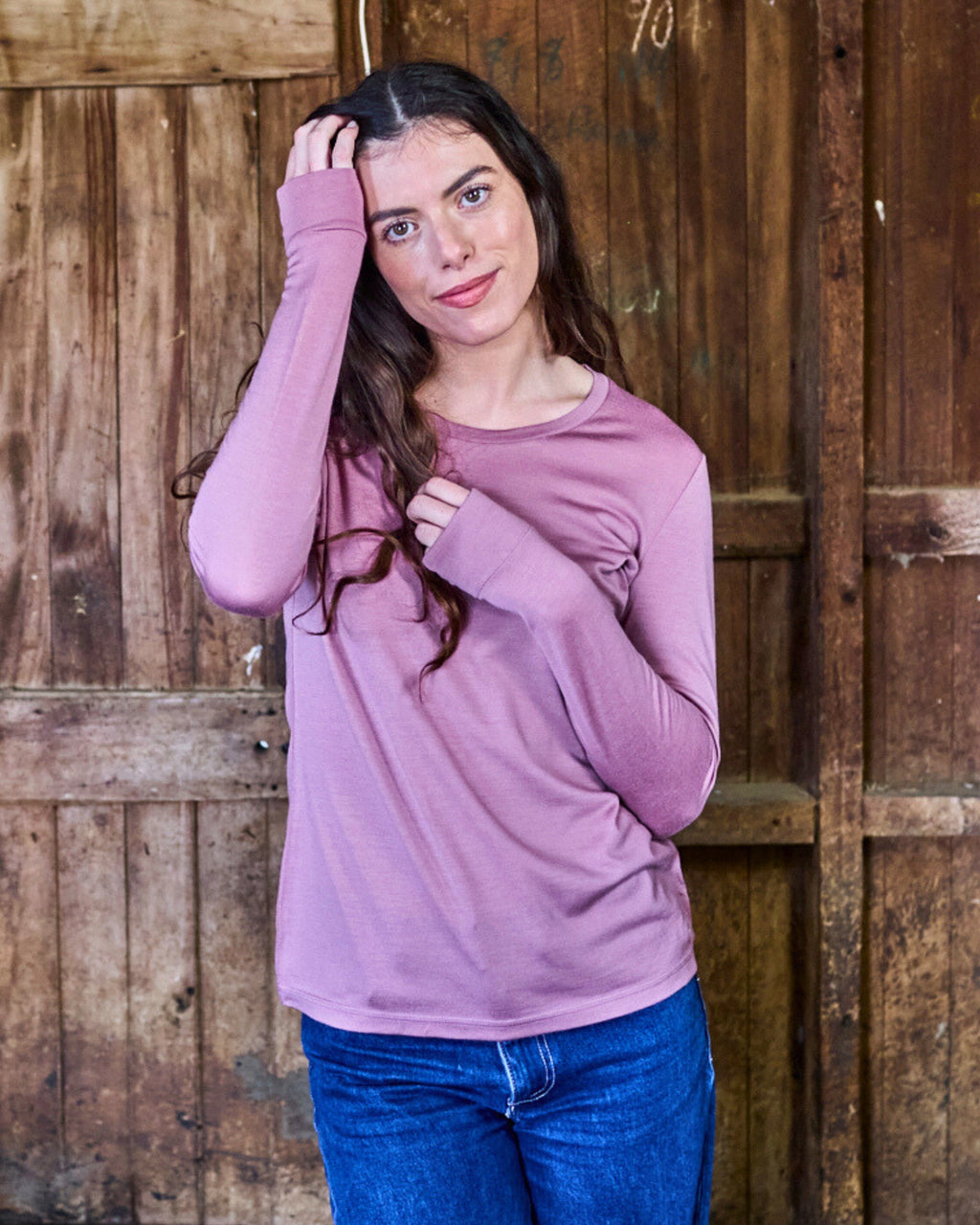 Women's Standard Long Sleeve - 100% Merino Wool, Rose