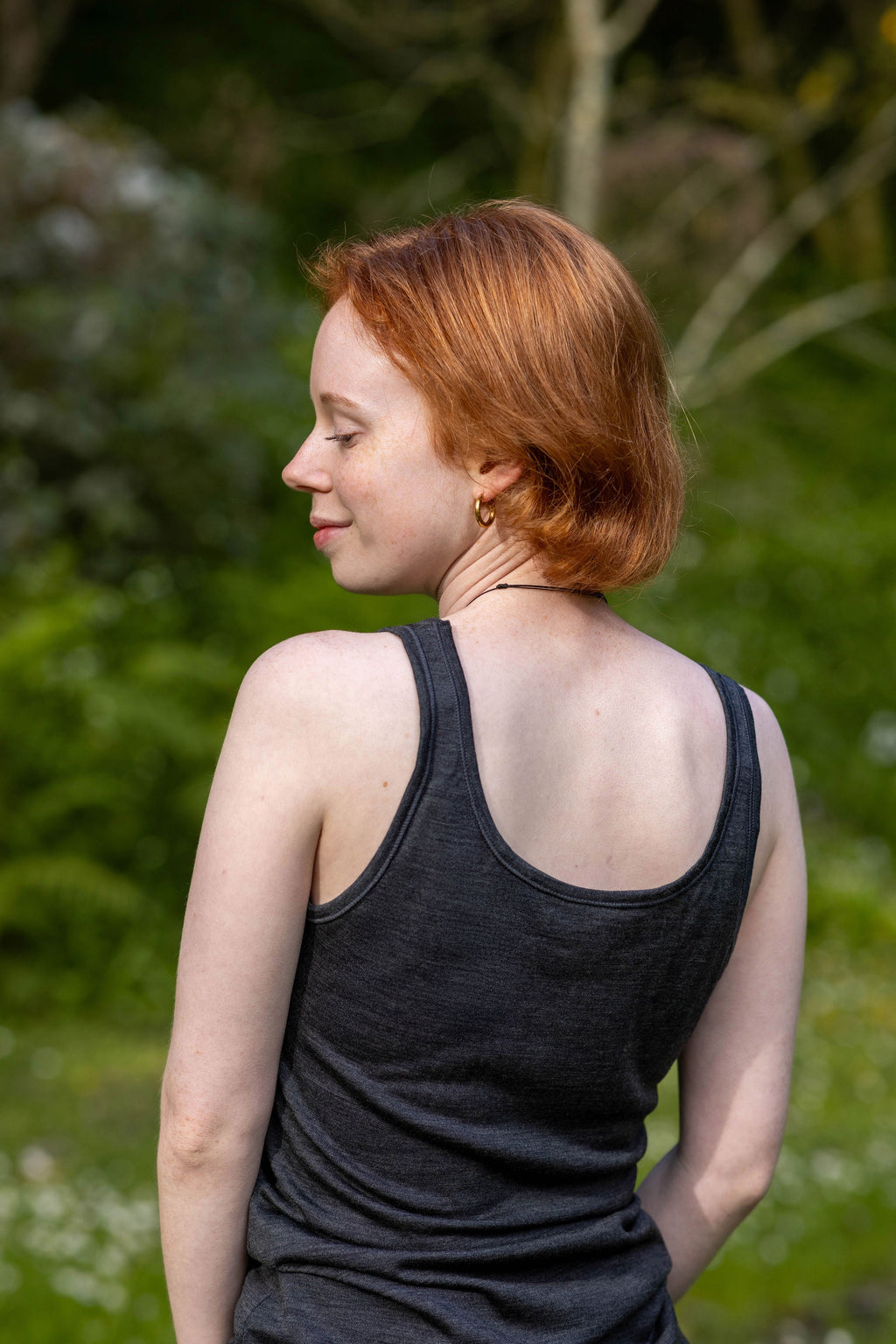 Women's Scoop Neck Tank Top - 100% Merino Wool, Slate Grey