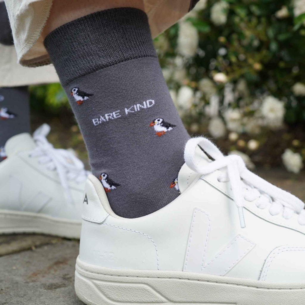 Save the Puffin Small Motif Bamboo Socks
