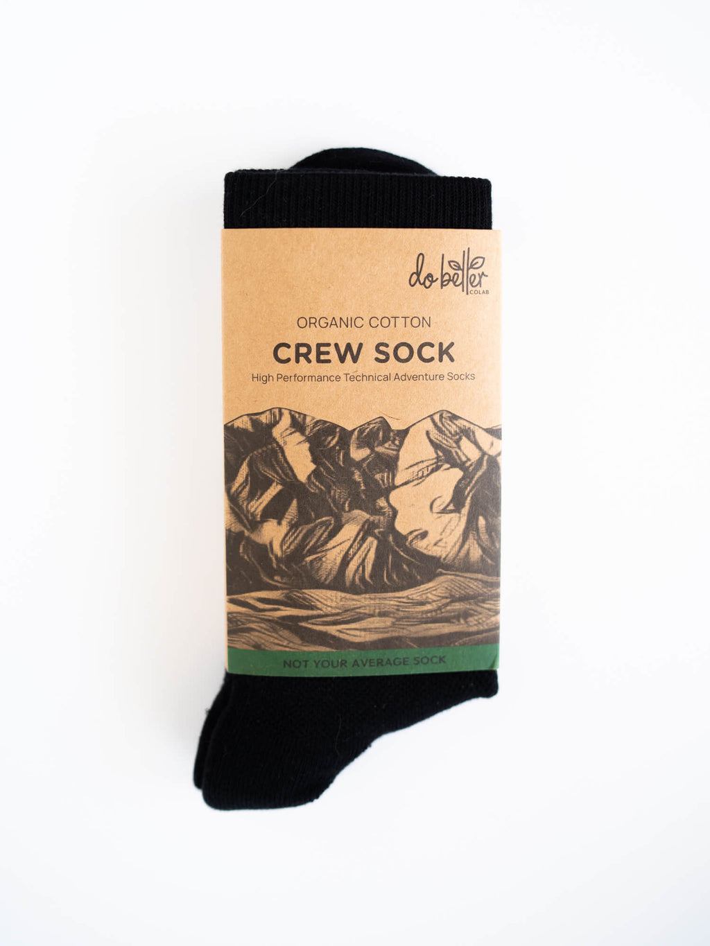 Organic Cotton Luxe Crew Sock - Stealth Black