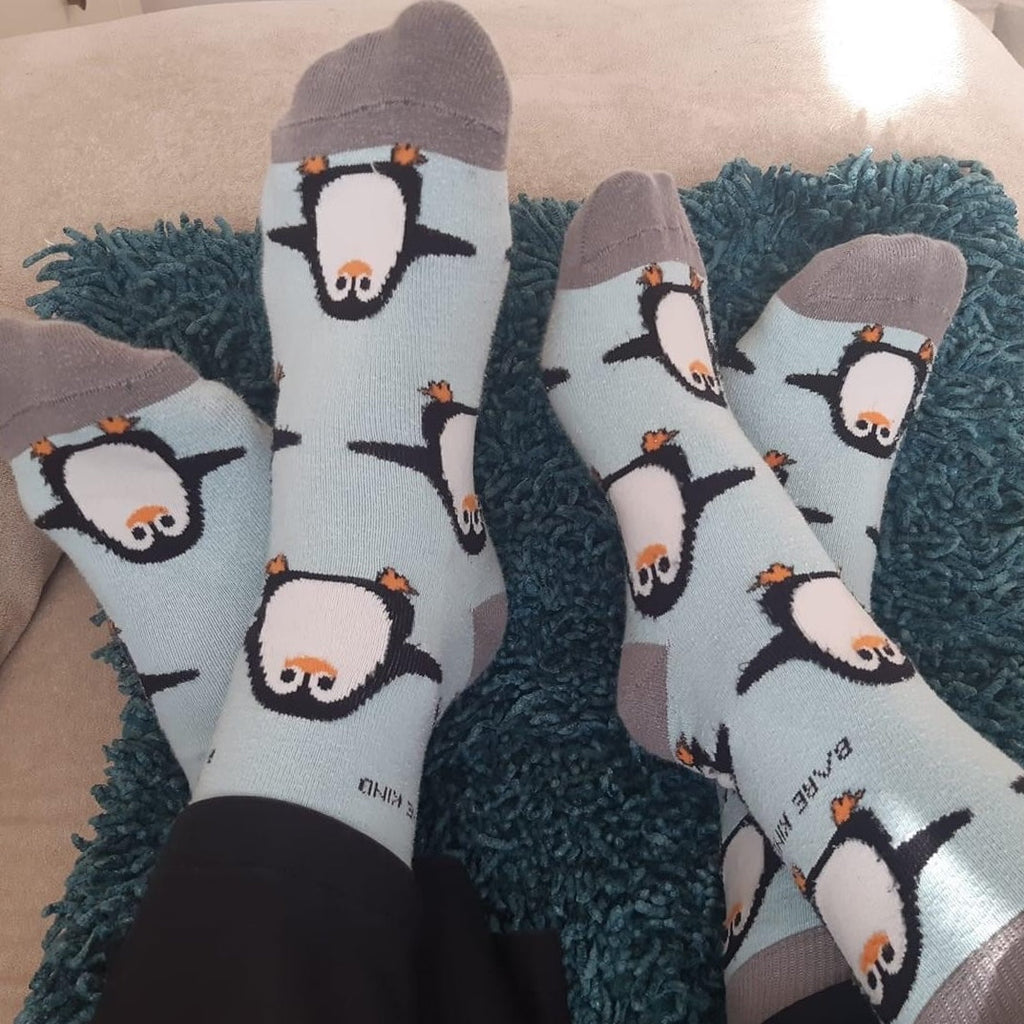 Penguins | Sky Blue | Bamboo Socks