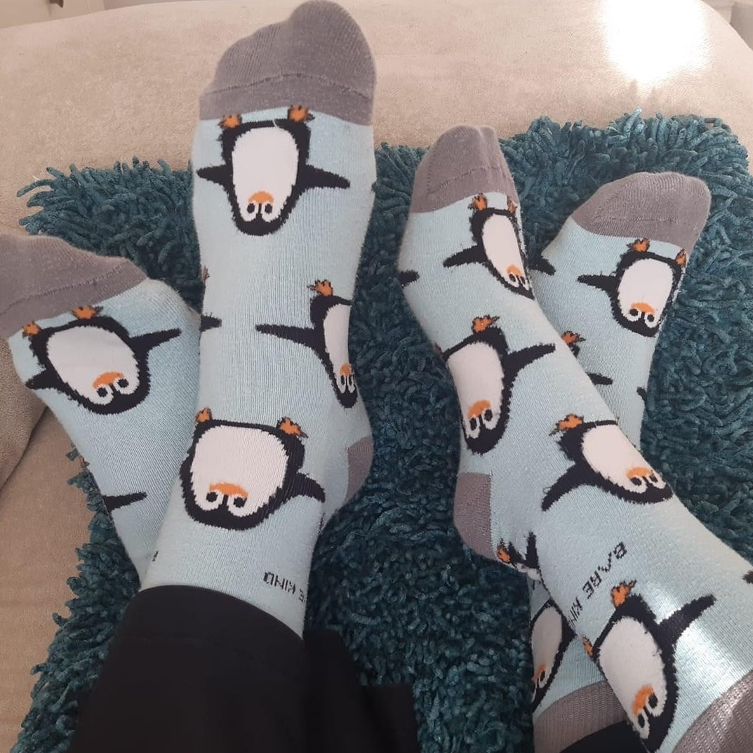 Penguins | Sky Blue | Bamboo Socks