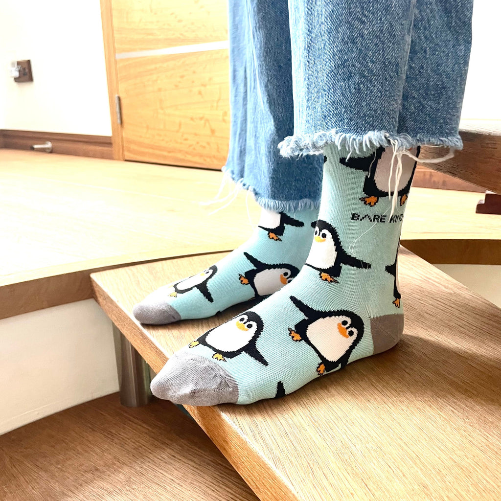 Penguins | Sky Blue | Bamboo Socks