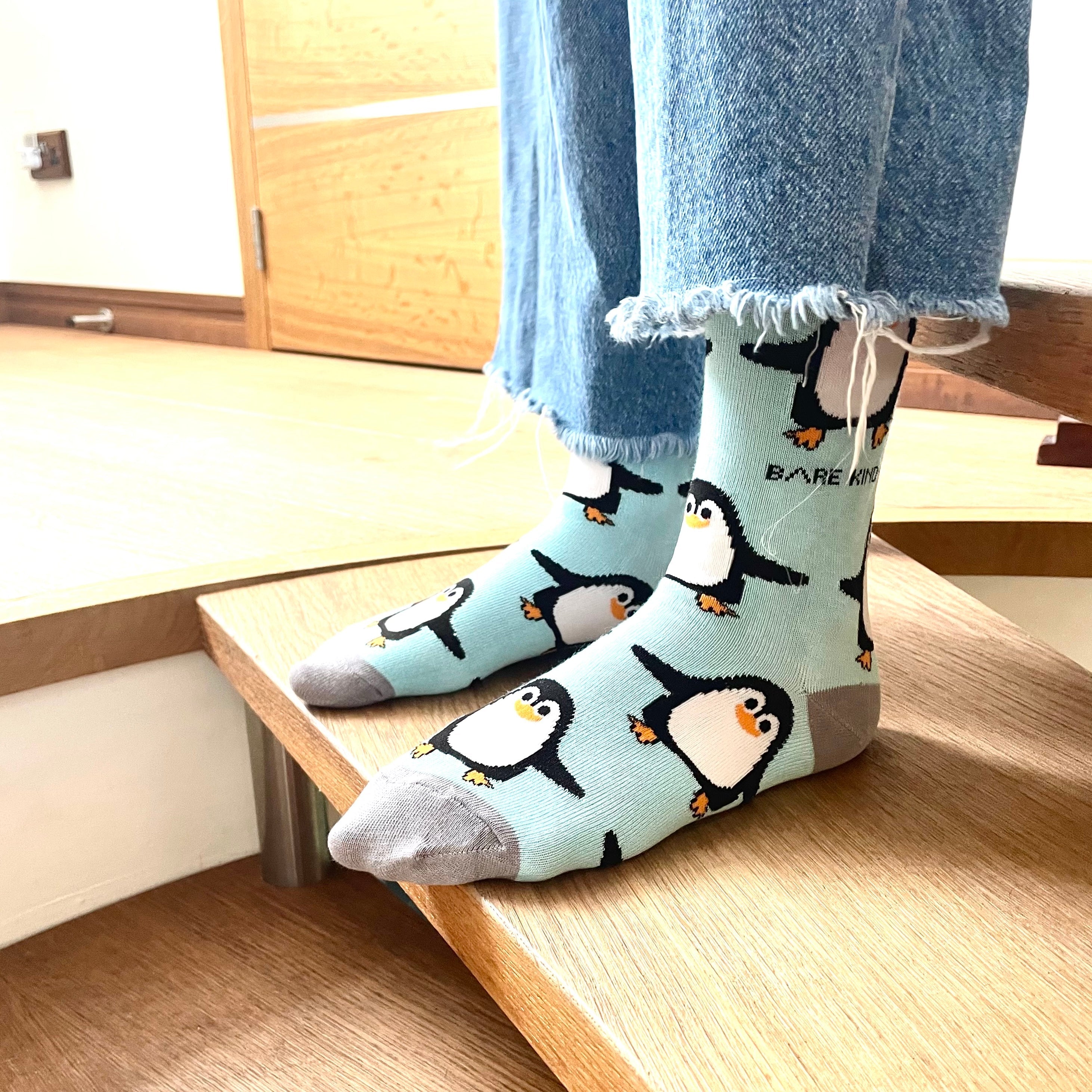 Penguins | Sky Blue | Bamboo Socks