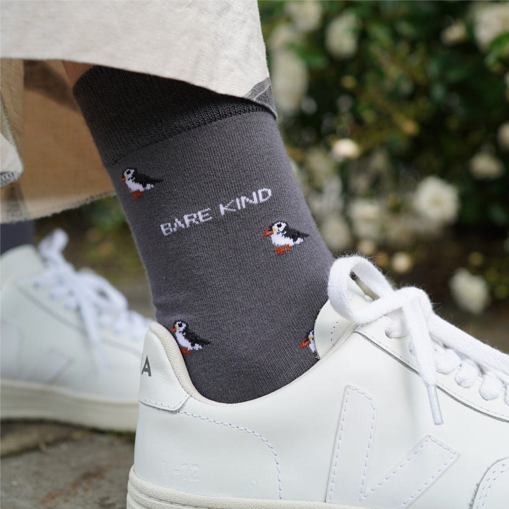 Save the Puffin Small Motif Bamboo Socks