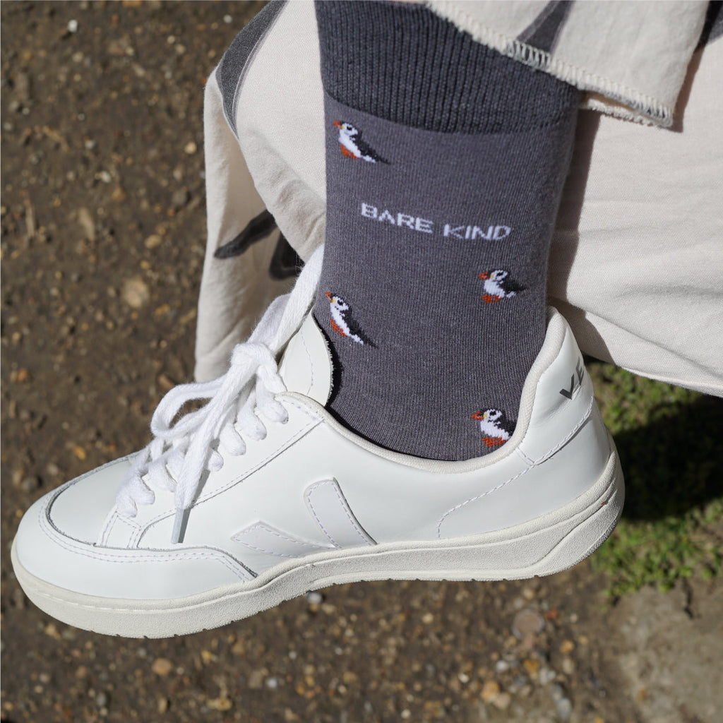 Save the Puffin Small Motif Bamboo Socks
