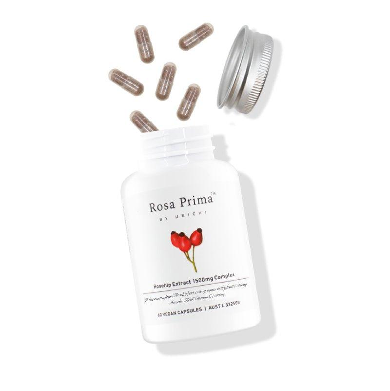 Unichi Rosa Prima Rosehip Extract 1500mg Complex 60c